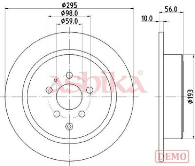 спирачен диск ASHIKA 61-00-0608C