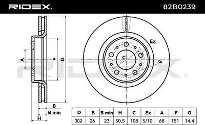 спирачен диск RIDEX 82B0239