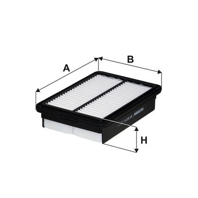 Luchtfilter (Patroon) past: HYUNDAI BAYON, ELANTRA IV, ELANTRA VI, I20 ACTIVE, I20 II, I20 III, I30, KONA  KIA CEED, CERATO IV, PROCEED, SELTOS, SOUL III, XCEED 1.0-2.0 01.06-