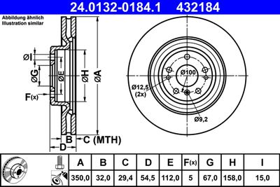 Тормозной диск ATE 24.0132-0184.1 для MERCEDES-BENZ GLE