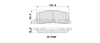 BRAXIS AA0405 Тормозные колодки и сигнализаторы для TOYOTA PREVIA I (_R1_, _R2_) 2.4 4WD (TCR21_, TCR20_)