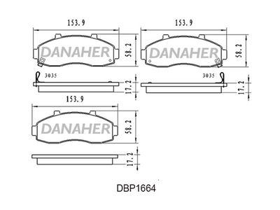 Комплект тормозных колодок, дисковый тормоз DANAHER DBP1664 для KIA PREGIO