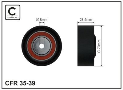 Tensioner Pulley, V-ribbed belt 35-39