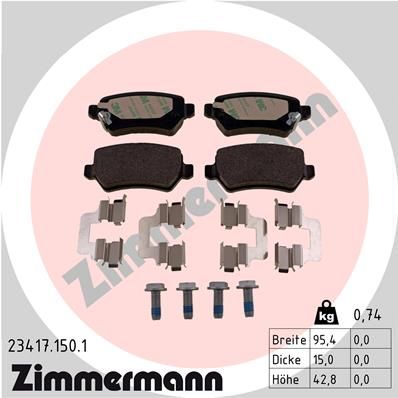 ZIMMERMANN Bremsbelagsatz, Scheibenbremse (23417.150.1)