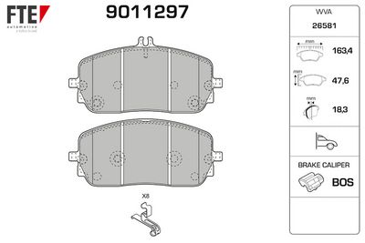 комплект спирачно феродо, дискови спирачки FTE 9011297