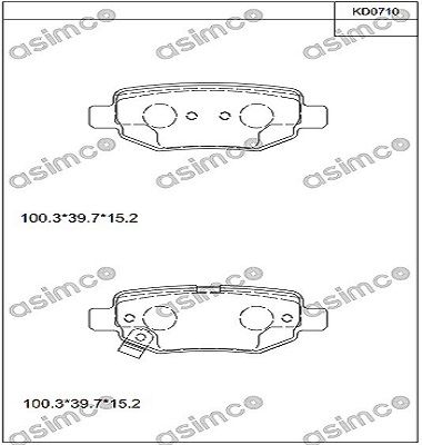 Комплект тормозных колодок, дисковый тормоз ASIMCO KD0710 для CHERY ARRIZO
