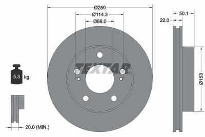 Тормозной диск TEXTAR 92129800 для NISSAN VANETTE