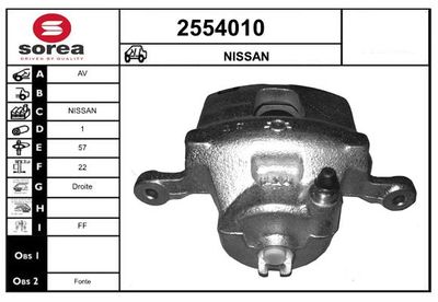 EAI 2554010 Тормозной суппорт для NISSAN MAXIMA / MAXIMA QX IV (A32)
