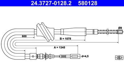 Тросик, cтояночный тормоз ATE 24.3727-0128.2 для AUDI 90
