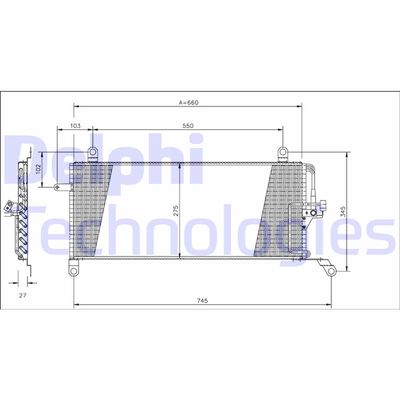 Конденсатор, кондиционер DELPHI TSP0225161 для FIAT PUNTO