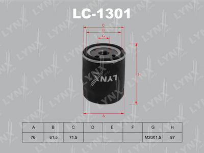 LYNXauto LC-1301 Масляный фильтр  для DAIHATSU HIJET (Дайхатсу Хижет)