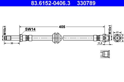 ATE 83.6152-0406.3 Тормозной шланг  для BMW Z4 (Бмв З4)