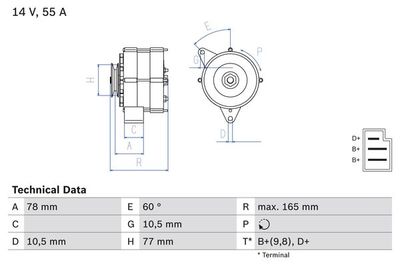 Генератор BOSCH 0 986 031 430 для MERCEDES-BENZ 123