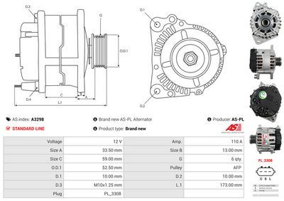 GENERATOR / ALTERNATOR AS-PL A3298 4
