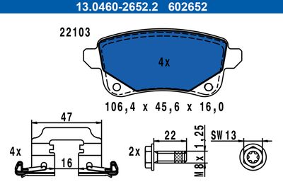 Комплект тормозных колодок, дисковый тормоз 13.0460-2652.2