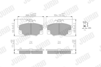 Комплект тормозных колодок, дисковый тормоз JURID 571309J для FIAT ARGENTA