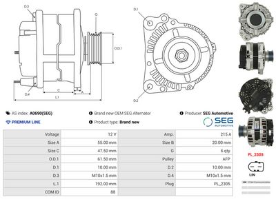 GENERATOR / ALTERNATOR AS-PL A0690SEG 4
