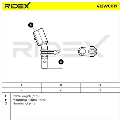 датчик, обороти на колелото RIDEX 412W0017