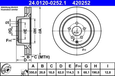 Тормозной диск ATE 24.0120-0252.1 для INFINITI QX70