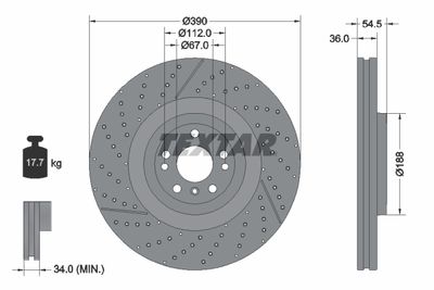 Тормозной диск TEXTAR 92337005 для MERCEDES-BENZ GLS