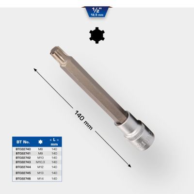 Brilliant Tools BT022742 Nástrčný ořech s bitem 1/2", RIBE, délka 140 mm, M10