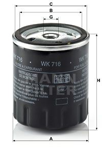 Топливный фильтр MANN-FILTER WK 716 для MERCEDES-BENZ 123