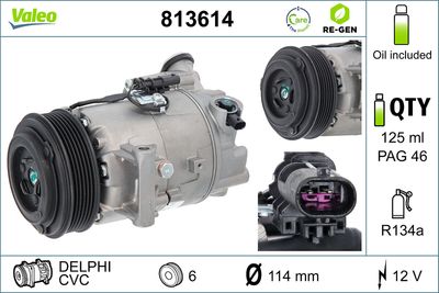 VALEO Compressor, airconditioning VALEO RE-GEN REMANUFACTURED (813614)
