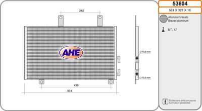 Конденсатор, кондиционер AHE 53604 для ALFA ROMEO 145