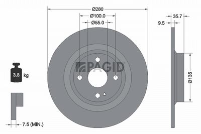 спирачен диск PAGID 56200NC