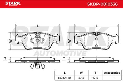комплект спирачно феродо, дискови спирачки STARK SKBP-0010336