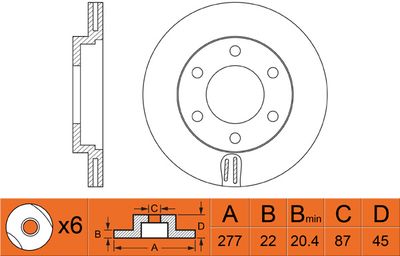 Тормозной диск FIT FR0445V для MITSUBISHI L300