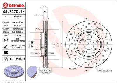 Bromsskiva BREMBO 09.B270.1X