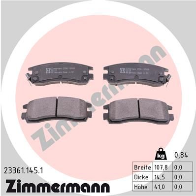 Комплект тормозных колодок, дисковый тормоз ZIMMERMANN 23361.145.1 для BUICK PARK