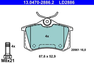 Brake Pad Set, disc brake 13.0470-2886.2