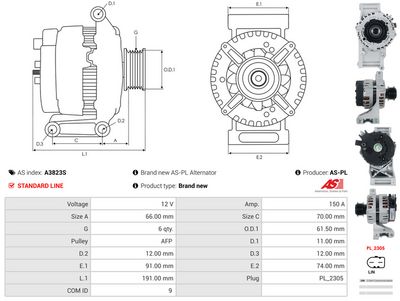 GENERATOR / ALTERNATOR AS-PL A3823S 4