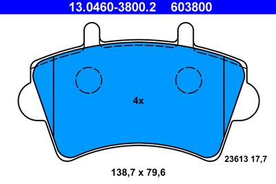Комплект тормозных колодок, дисковый тормоз ATE 13.0460-3800.2 для NISSAN INTERSTAR