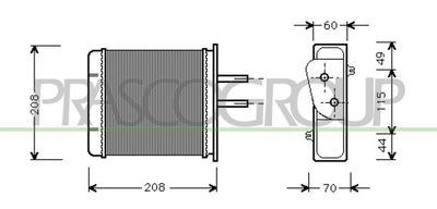 PRASCO FT132H001 Радиатор печки  для FIAT BARCHETTA (Фиат Барчетта)