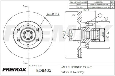 Тормозной диск FREMAX BD-8605 для CHEVROLET BLAZER