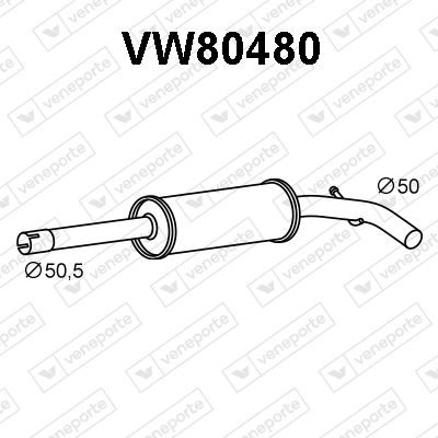 Средний глушитель выхлопных газов VENEPORTE VW80480 для VW LUPO