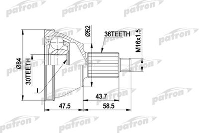 Шарнирный комплект, приводной вал PATRON PCV1413 для SKODA ROOMSTER