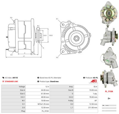GENERATOR / ALTERNATOR AS-PL A9118 4