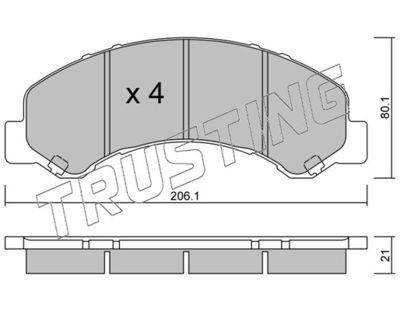 Комплект тормозных колодок, дисковый тормоз TRUSTING 637.0 для ISUZU ELF