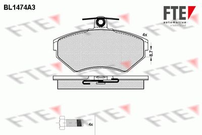 Комплект тормозных колодок, дисковый тормоз FTE BL1474A3 для SEAT INCA