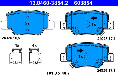 Комплект тормозных колодок, дисковый тормоз ATE 13.0460-3854.2 для TOYOTA VERSO