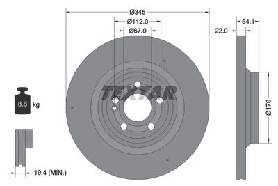 Тормозной диск TEXTAR 92307005 для MERCEDES-BENZ GLE