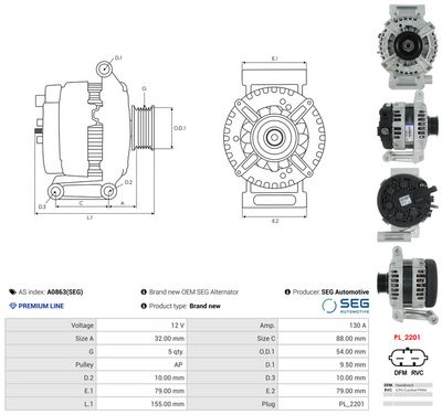 GENERATOR / ALTERNATOR AS-PL A0863SEG 4