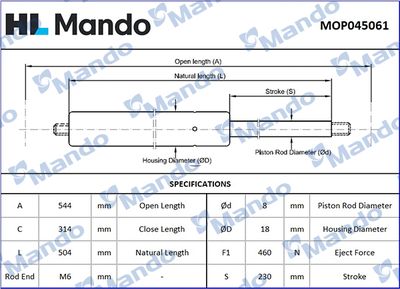 AMORTIZOR PORTBAGAJ MANDO MOP045061