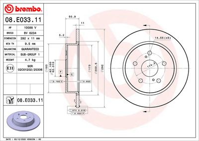 Bromsskiva BREMBO 08.E033.11