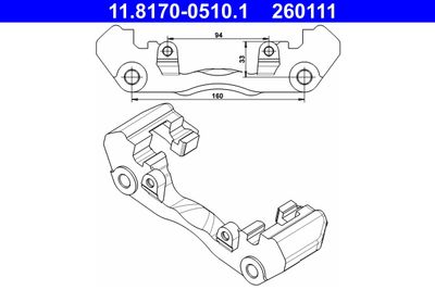 Bracket, brake caliper 11.8170-0510.1