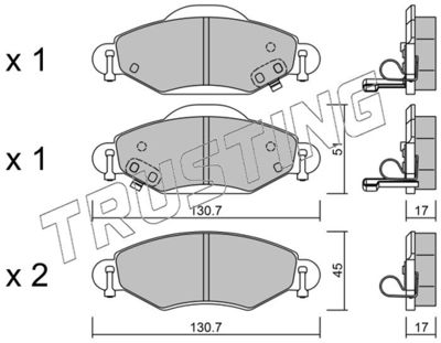 Комплект тормозных колодок, дисковый тормоз TRUSTING 436.0 для TOYOTA PLATZ